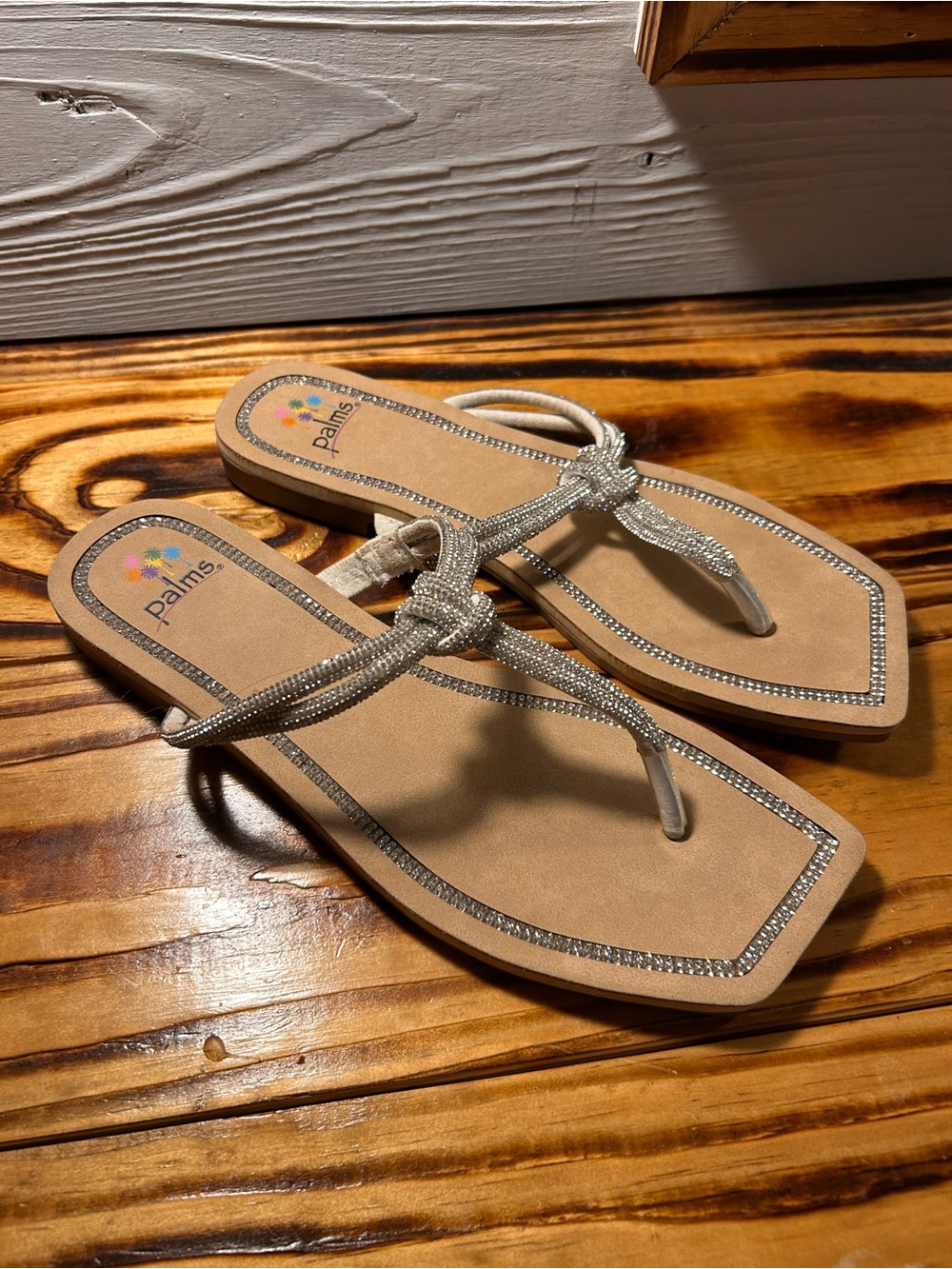 Palms Silver Knotted T-Strap Sandals for Women